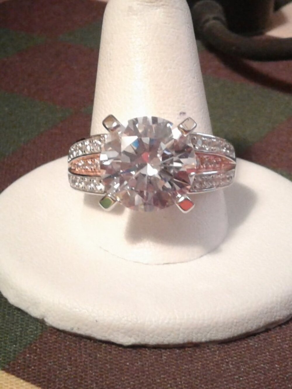 BJH966 Pink & White Bella Luce CZ Platinum & 18K RGP Ring 11.85ctw. Sz.10 LNC
